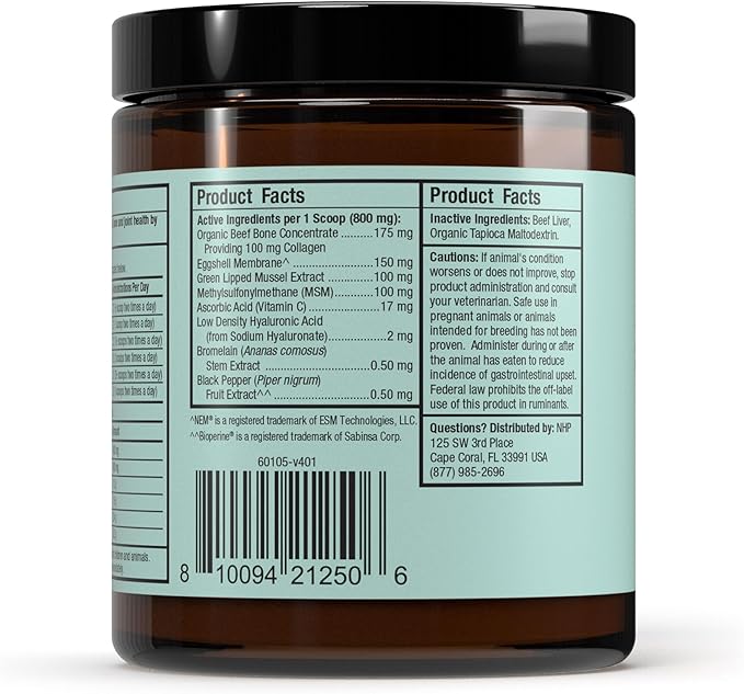 Dr. Mercola Bark & Whiskers Joint Support - Joint & Cartilage Support for Cats & Dogs - with Collagen, MSM, Green-Lipped Mussel Extract & Hyaluronic Acid - 1.69 oz