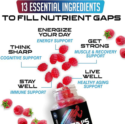 Multivitamin for Men - Complete Daily Mens Multivitamin Gummies with Vitamin D, B Vitamins, Zinc & More - Energy, Memory, Focus & Immune Health Support - 13 Essential Vitamins & Minerals - 60 Capsules