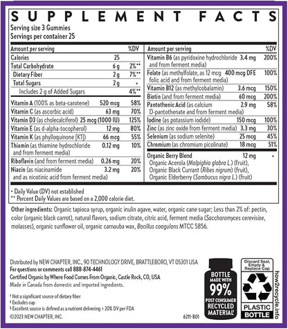 New Chapter Women’s Multivitamin Gummies - 59% Less Sugar, Women’s Gummy Vitamins with Vitamin C, D3 & Zinc, Non-GMO, Gluten Free, Berry-Citrus, 75ct