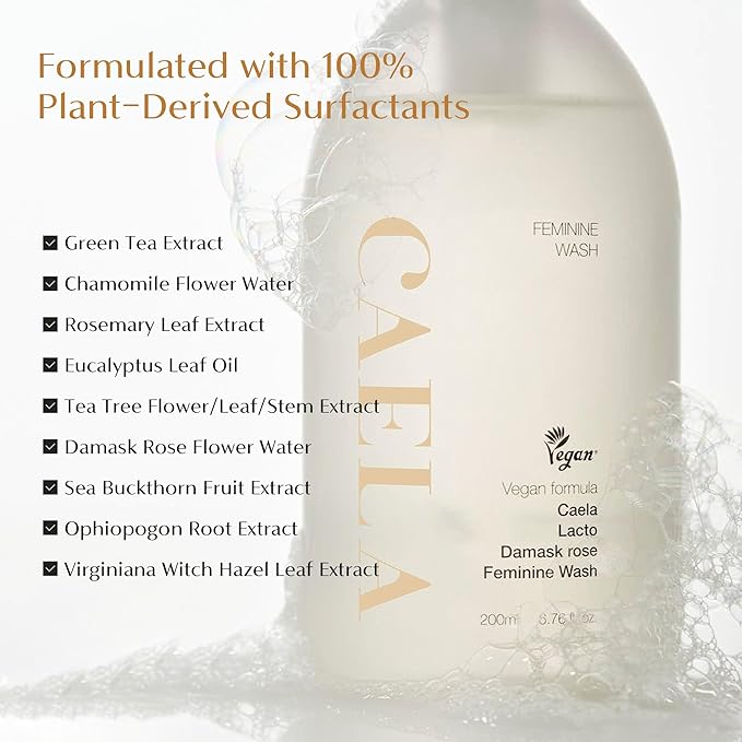 CAELA Feminine Wash, pH Balanced Foaming Cleanser with Triple Lactobacillus Ferment Complex – Gentle Daily Intimate Care for Women, Sea Buckthorn & Damask Rose, Sulfate-Free, 5.07 Fl Oz