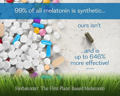 Herbatonin® 0.3 mg – The First Plant-Based, Natural Vegan Melatonin Supplement (Phyto-Melatonin) - Low Dose Sleep Aid, Supports Circadian Rhythm & Cellular Health – 90 Capsules (90 Day Supply)