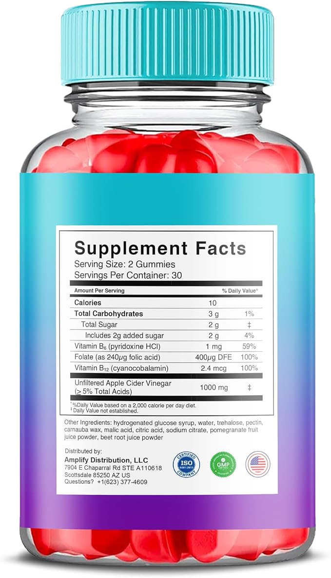 Apple Cider Vinegar Gummies Supplement – Daily Digestive Health & Gut Wellness Support for Women & Men – Vegan ACV Gummies with Apple Cider Vinegar – Non-GMO (2 Pack - 120 Gummies)