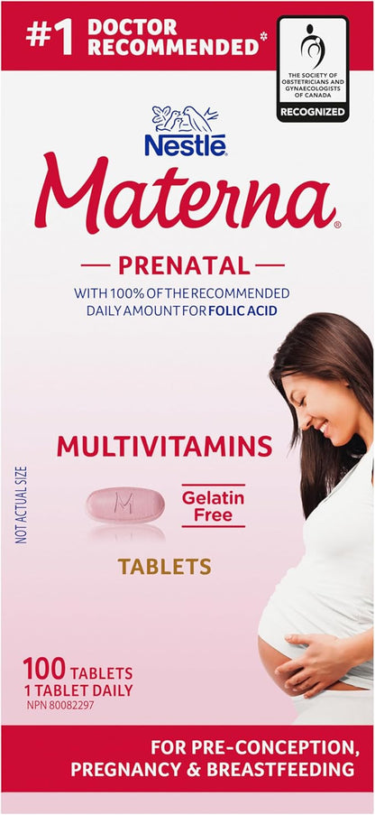 Materna Nestle Prenatal Postpartum Vitamin & Mineral Supplement 100 Tablets