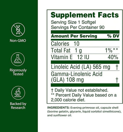 Efamol Pure Evening Primrose Oil - Natural Skin Supplement - Aids with Skin Firmness, Hydration, Wrinkles & Smoothness - with Omega-6 GLA - 180 Softgels