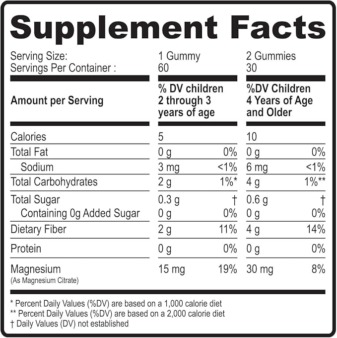 Dr. Moritz Kids Magnesium Gummies, No Sugar Added and Non-GMO Magnesium Supplement, Calm Kids Chewables with Blueberry Flavor, 60 Gummies