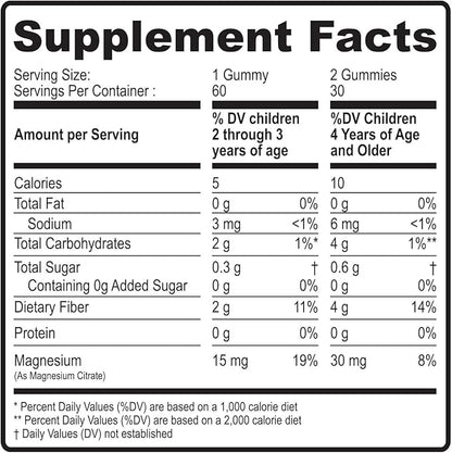 Dr. Moritz Kids Magnesium Gummies, No Sugar Added and Non-GMO Magnesium Supplement, Calm Kids Chewables with Blueberry Flavor, 60 Gummies