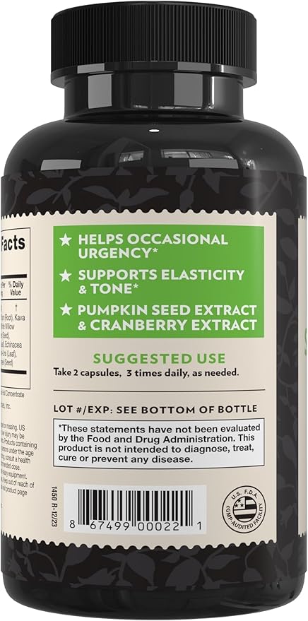 Crystal Star Bladder Strength (60 Capsules) – Herbal Urinary Tract Health and Extra Strength Bladder Control Supplement, Cranberry Extract, Pumpkin Seed Extract, Plantain and Wild Yam Root, Non-GMO