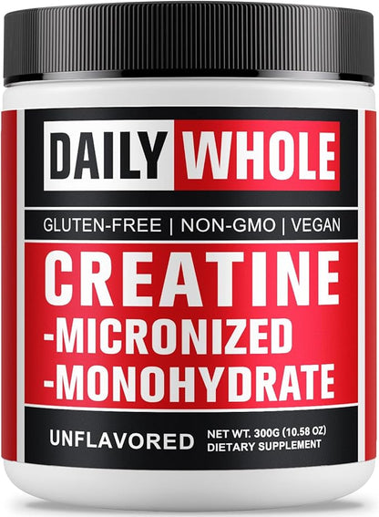 5000mg Creatine Monohydrate Micronized Powder, Pure Unflavored Micronized Creatine Monohydrate 300g (60 Servings) Nutritional Supplements for Men & Women Sugar-Free, Non-GMO with Scoop