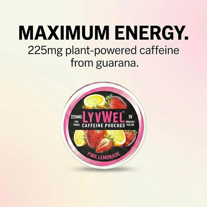 LyvWel Ultra Caffeine Pouch – Wild Grapes – 225mg Natural Caffeine with Guarana – Bold Grape Energy for Focus & Vibe – 1-Pack (15 Pouches)