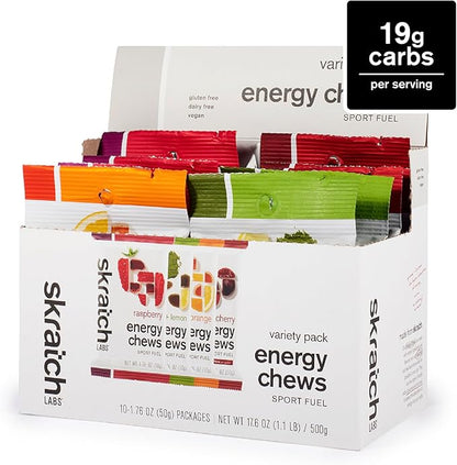 Skratch Labs Energy Chews | Gummies for Running, Cycling & Endurance Quick Carbs for Athletes, Easy to Digest, Real Fruit | Gel Alternative for Runs & Rides | Variety Pack 10 Pack | Gluten Free, Vegan