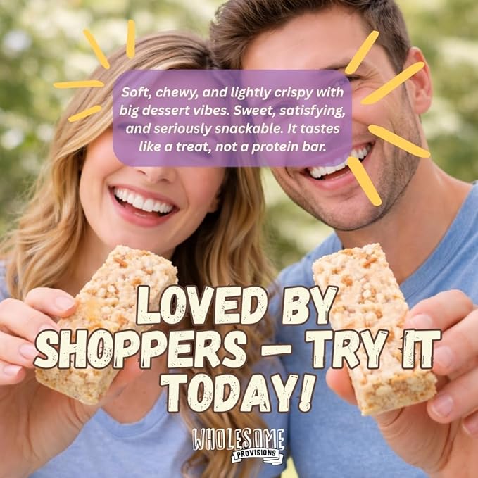 Protein Crispy Rice Treats, 15g Protein, 3g-7g Net Carbs, Low Carb, Fluffy, Soft, Chewy, Gluten Free, High Fiber, Keto-Friendly, No Aftertaste (Salted Toffee Crunch, 3 Pack)