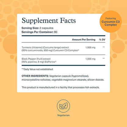Youtheory Turmeric Extra Strength - 1,000 mg - Supports Muscle & Joint Health* - Contains Bioenhancers, Curcuminoids & Herbal Extracts - USP Verified - 180 Vegetarian Capsules (90-Day Supply)