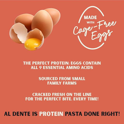 Al Dente Protein Pasta Egg Fettuccine – 30g High Protein in 3.5oz Serving, Lower Carb, High Fiber. Cage-Free Eggs & Semolina. (Previously Carba-Nada, Packaging May Vary) - 10oz Bags (Pack of 2)