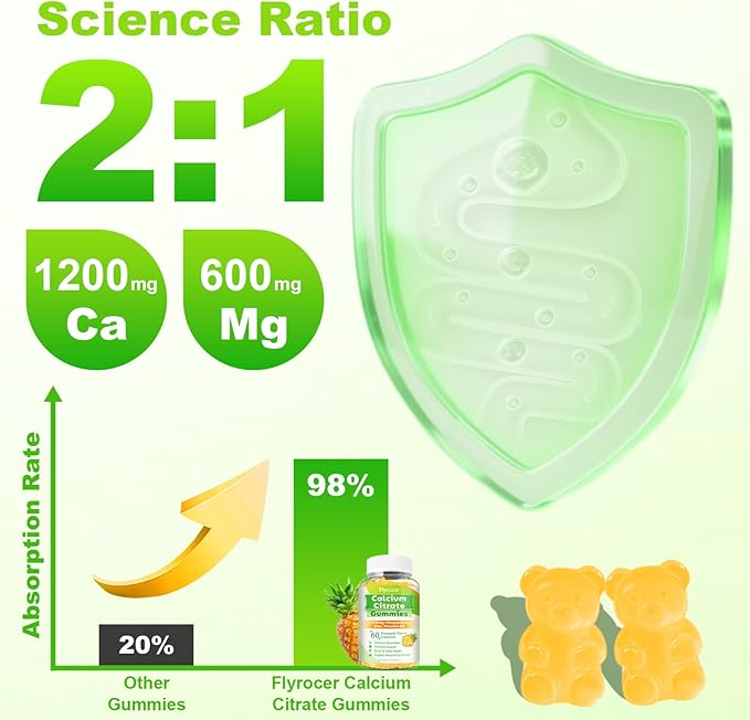 Calcium Citrate Gummies - Chewable Calcium Gummies for Bone, Muscle, Teeth, Immune Support, High Absorption Calcium Supplements for Women & Men Sugar Free Pineapple Flavor 120 Count