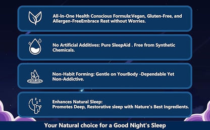 Natural Sleep Aid Gummies - Melatonin Free Supplement - Sleep+ Gummies for Adults - Promote Deep Restful Sleep Naturally Relaxing-60count（2pcs