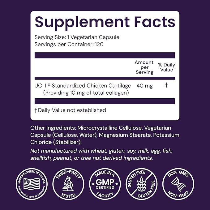 Healthy Origins UC-II 40 mg (Undenatured Type II Collagen, Non-GMO, Gluten Free, Joint Support), 120 Veggie Caps