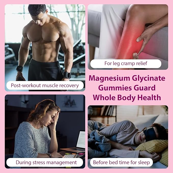 Magnesium Glycinate Gummies 400mg, Chewable Sugar Free Magnesium Supplement with Magnesium Glycinate, Magnesium Malate and Protein for Sleep, Relaxation, Brain & Muscle - Vegan (60 Count, Raspberry)