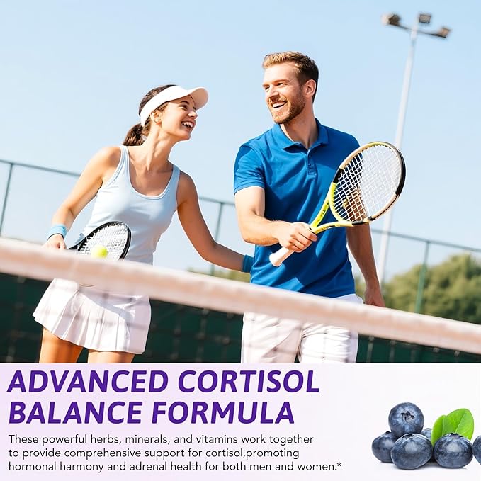 Cortisol Supplements for Women & Men, 10 in 1 Hormone Balance for Women Men with Ashwagandha, L-theanine, Hormone Balance Liquid Drops, Hormone Balanced for Women, Recess Mood Focus, Blueberry Flavor