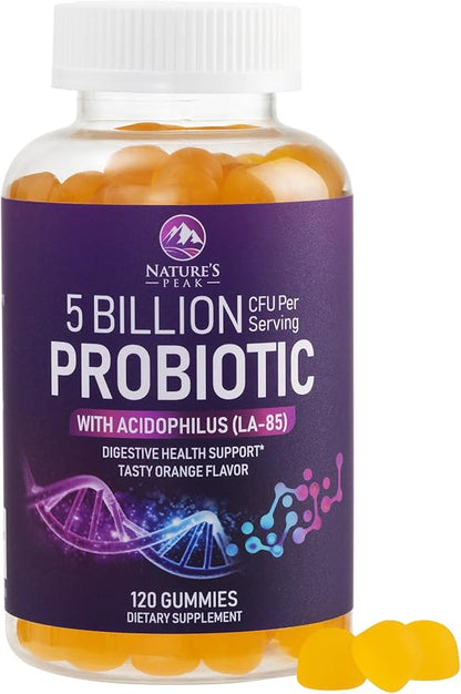 Probiotic Gummies - 6 Premium Probiotic Strains - Daily Gut Health Pro Biotic Gummy Supplement for Women, Men & Teens, Natural Digestive Health Support, “Good” Gut & Immune Support - 120 Gummies