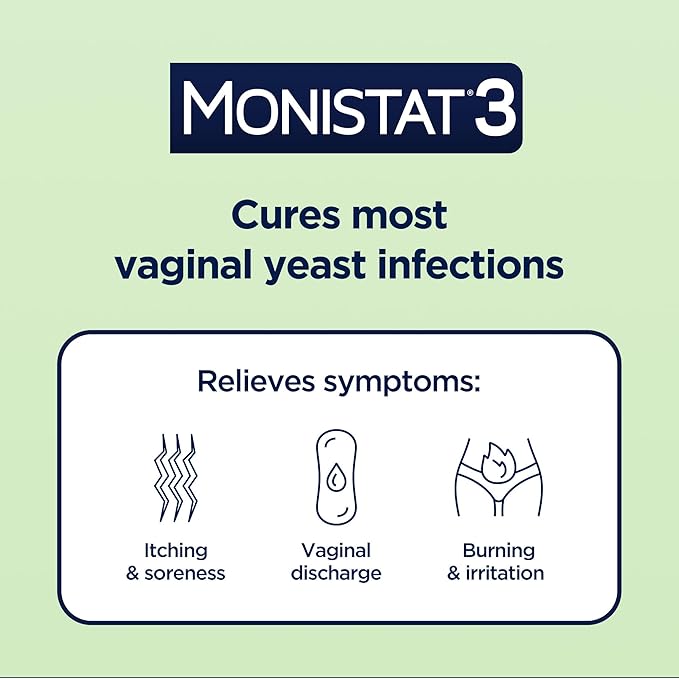 Monistat 3-Day Yeast Infection Treatment for Women, 3 Pre-Filled Miconazole Cream Applicators & External Itch Relief Anti-Itch Cream (9g Tube) Combo Pack, Regular Strength