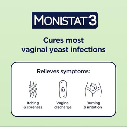 Monistat 3-Day Yeast Infection Treatment for Women, 3 Pre-Filled Miconazole Cream Applicators & External Itch Relief Anti-Itch Cream (9g Tube) Combo Pack, Regular Strength