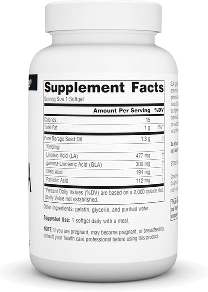 Source Naturals Mega-GLA 300 - Borage Seed Oil That is Hexane-Free - 60 Softgels
