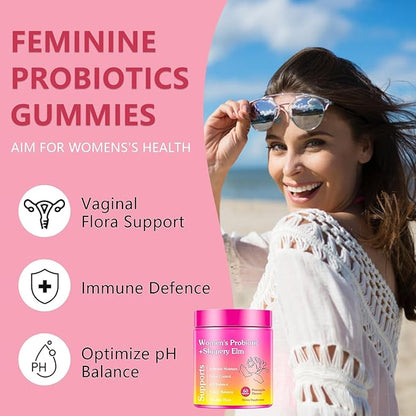 Her Juicy Premium Feminine Probiotics Gummies for Women, Pineapple Flavor Feminine Gummies with Slippery Elm Support pH Balance, Improve Immune, Vegan, Gluten Free, Purple, 2 Packs