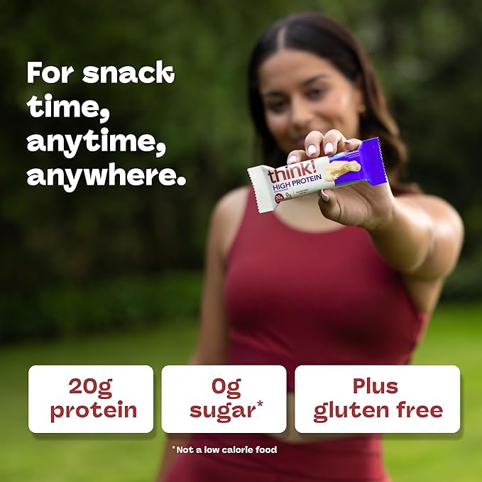 think! Protein Bars, High Protein Snacks, Gluten Free, Kosher Friendly, White Chocolate, Nutrition Bars, 2.1 Oz per Bar, 10 Count (Packaging May Vary)