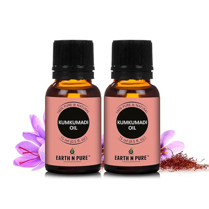 Earth N Pure Kumkumadi Tailam Face Oil Enriched with Saffron and 24 Powerful Herbs, Natural & Therapeutic Grade Pack of 2 | 15 ml