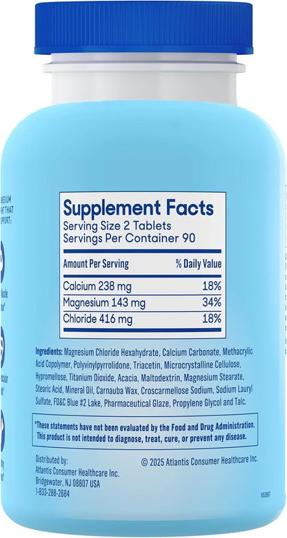 SlowMag Muscle & Heart Magnesium Chloride Supplement with Calcium, 180 Count, Supports Muscle Relaxation, Heart, Nerve & Bone Health, High Absorption (Pack of 2)