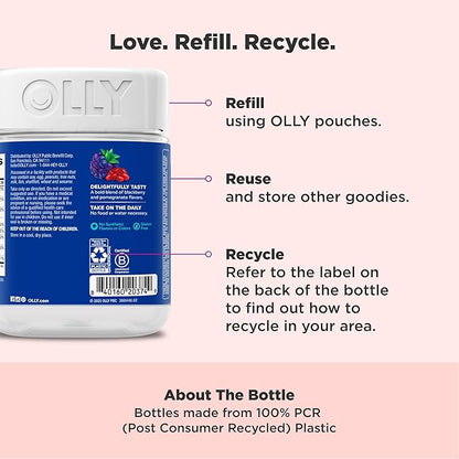 OLLY Men's Multi Gummies, Supports Overall Wellness,* Vitamins A, C, D, E, Bs & Zinc, BlackBerry Blitz Flavored, 65 Day Supply - 130 Count