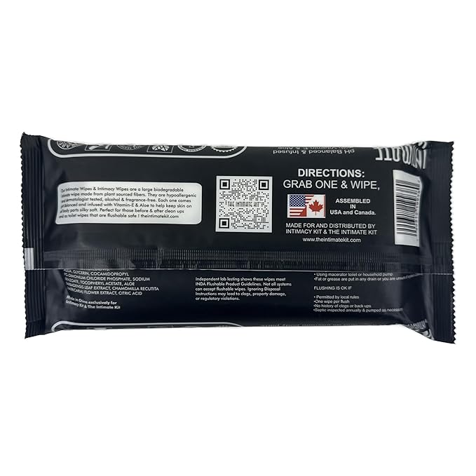 INTIMATE WIPES™ by INTIMACY KIT®, 48 Large Hygiene Wipes, pH Balanced, Hypoallergenic, Fragrance Free, infused with Vitamin-E, Chamomile & Aloe Vera, for Intimate Parts, Body & Face