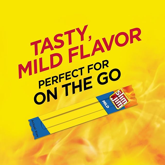 Slim Jim Smoked Meat Sticks, Mild Flavor, 6g Protein Per Serving, Snack Size, 0.28 oz. (100 Count)