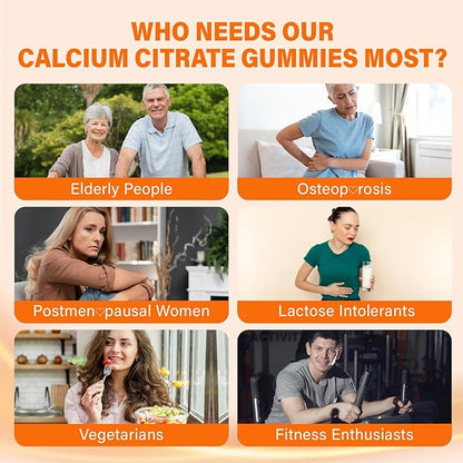 Calcium 1200 mg with Vitamin D3 Supplement for Adults - Calcium Gummies with 5000iu Vitamin D3, K2, B6, B12, Magnesium & Zinc - Calcium Supplement for Women Men - Easy to Digest, Vegan (1 pack)