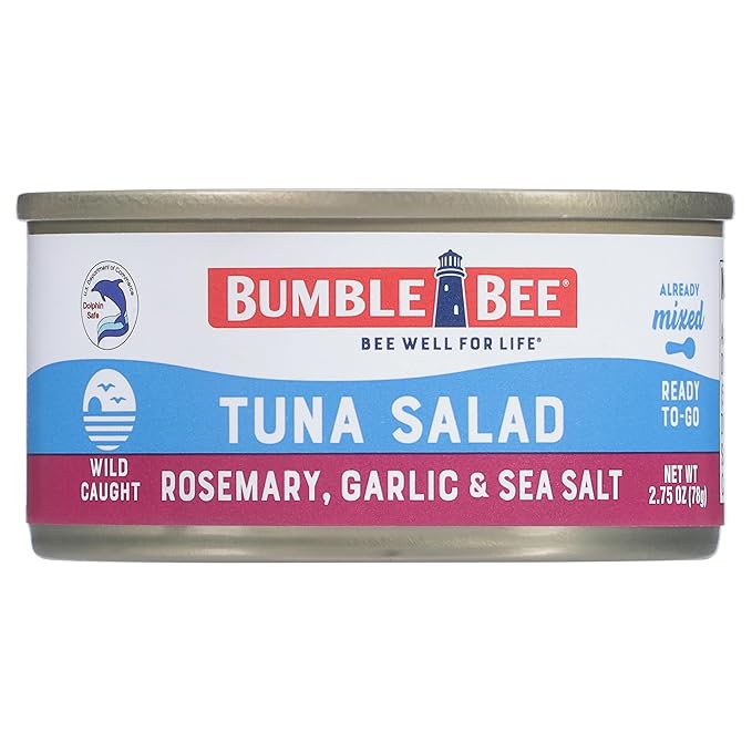 Bumble Bee Snack On The Run! Protein Pack, 8g per Box - Rosemary, Garlic, Sea Salt Tuna Salad with Crackers Kit - Ready to Eat Easy-Open Can - Wild Caught MSC-Certified Tuna (Pack of 12)