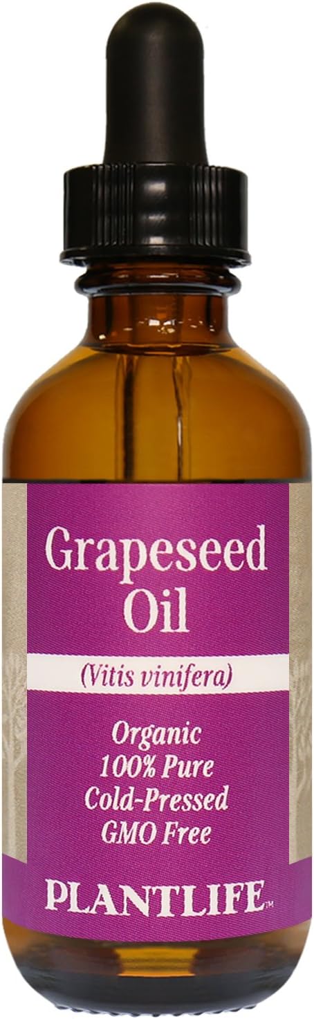 Plantlife Grapeseed Carrier Oil - Cold Pressed, Non-GMO, and Gluten Free Carrier Oils - For Skin, Hair, and Personal Care - 2 oz