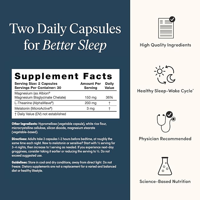 The 'Pause Life Sleep Supplement, Non Habit Forming Nighttime Blend of Magnesium, MicroActive Melatonin, & L Theanine, Sleep & Relaxation Support for Men & Women, Gluten Free, 60 Capsules, 30 Servings