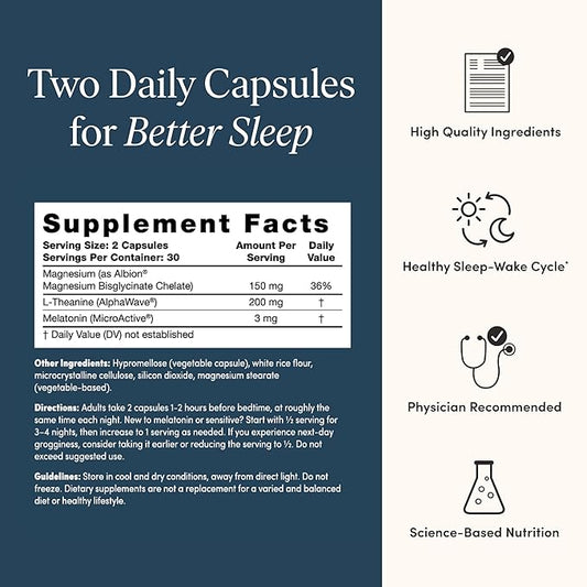 The 'Pause Life Sleep Supplement, Non Habit Forming Nighttime Blend of Magnesium, MicroActive Melatonin, & L Theanine, Sleep & Relaxation Support for Men & Women, Gluten Free, 60 Capsules, 30 Servings