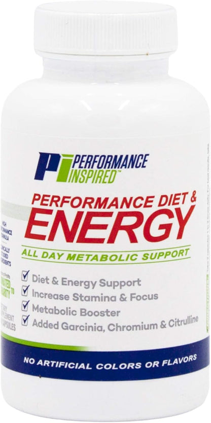 PERFORMANCE INSPIRED Nutrition Diet & Energy Capsules – Natural Green Coffee, Garcinia Cambogia & Green Tea – Supports Energy & Metabolism – 60 Count