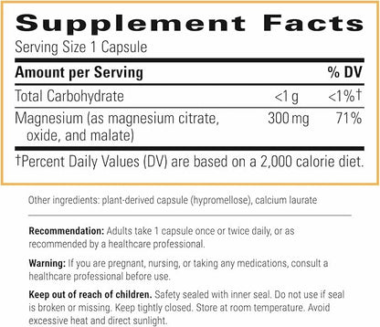 Integrative Therapeutics Tri-Magnesium - Supports Cellular Energy & Energy Metabolism*- Magnesium Supplement for Heart & Nerve Health Support* - Dairy-Free & Gluten-Free - 180 Capsules (180 Servings)
