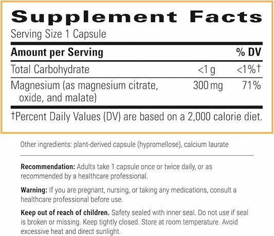 Integrative Therapeutics Tri-Magnesium - Supports Cellular Energy & Energy Metabolism*- Magnesium Supplement for Heart & Nerve Health Support* - Dairy-Free & Gluten-Free - 180 Capsules (180 Servings)