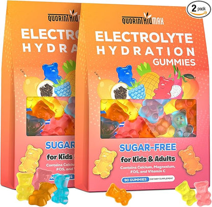 Electrolyte Gummies Sugar Free | Electrolyte Hydration Energy Gummies for Running & Sports - Energy Chews with Calcium & Vitamin C for Kids & Adults, Multiple Mixed Flavors, Gluten-Free, 180 Count