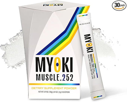 MYOKI Muscle Support Powder (0.1 oz / 3 g Stick Packs 30 Count) Science Backed Supplement for Lean Muscle Strength & Mobility Novel Formula for Muscle Health & Loss Support