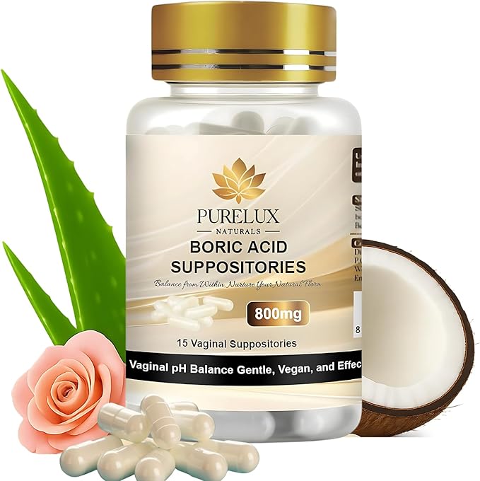 PureLux Boric Acid Feminine Wellness Support 800mg Size 000 30 Count Fragrance-Free Personal Care Formula