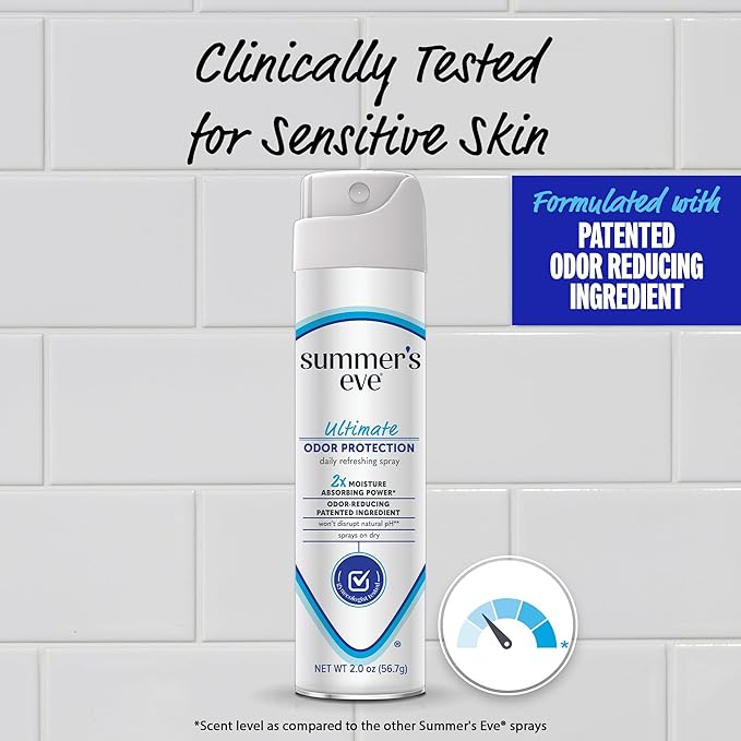 Summer's Eve Ultimate Odor Control Daily Feminine Spray with Talc-Free, Odor-Reducing and Moisture-Absorbing Formula, 2 Oz