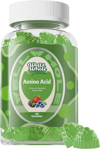 Well&Whole Bcaa Gummies – 9-in-1 EAA Gummies for Women & Men, Energy & Muscle Recovery Support – Amino Acids Supplement, Mixed Berry, 30 Servings