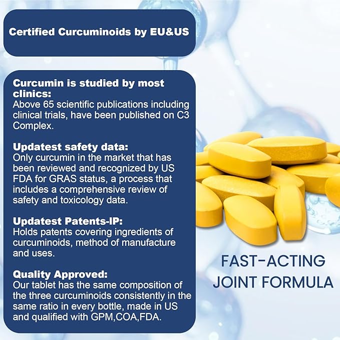 Hyaluronic Acid Supplements, 850mg High Bioavailable Dietary Hyaluronic Acid - Advanced Joint Support with Hydrolyzed Collagen, Turmeric, Glu-cosamine, MSM, Vitamin C – 30 Tablets（Pack of 3）