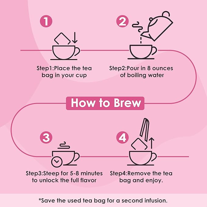 UBEEKOO Hormone Balance Tea for Women, Organic Herbal Tea with Red Raspberry Leaf, Tulsi, Spearmint, Nettle for PMS & PCOS Supplements, Caffeine-Free Female Hormone Loose Leaf Tea, 30 Tea Bags