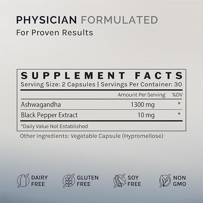 InfiniWell Ashwagandha Supplements - Herbal Supplements with Shoden Ashwagandha Root - Promote Mental Clarity, Hormonal Balance, Daily Relaxation & Muscle Recovery (60 Capsules)