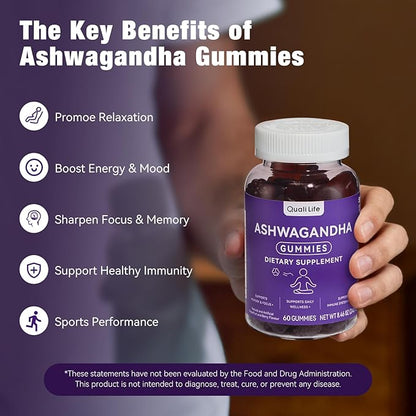 Ashwagandha Gummies for Relax & Cortisol Support – High Strength Root Extract with Cranberry & Chaste Tree, Grapefruit & Berry Flavour – Vegan, Non-GMO, Gluten-Free – 120 Gummies (60 Days)